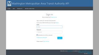 Sign in now - WMATA's APIs