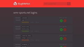 wmr-sports.net passwords - BugMeNot
