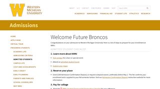 Welcome Future Broncos | Admissions | Western Michigan University