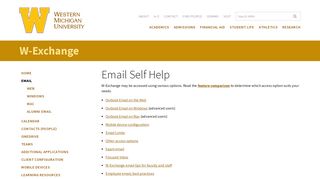 Email Self Help | W-Exchange | Western Michigan University