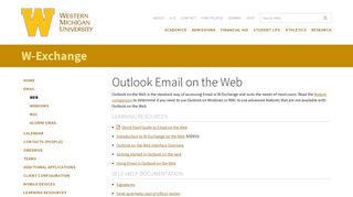 Outlook Email on the Web | W-Exchange | Western Michigan University