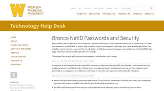 Bronco NetID Passwords and Security - Western Michigan University