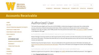 Authorized User | Accounts Receivable | Western Michigan University