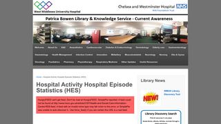 Hospital Activity Hospital Episode Statistics (HES) | Patricia Bowen ...