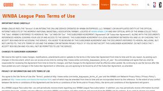 WNBA League Pass Terms of Use - WNBA.com - Official Site of the ...
