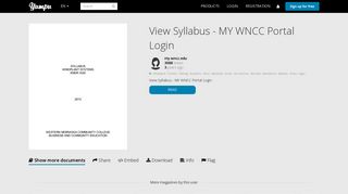 View Syllabus - MY WNCC Portal Login - Yumpu