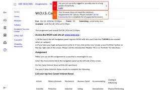 W.O.I.S. Career Interest Area - Dashboard
