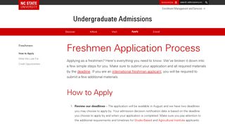 Freshmen Application Process | Undergraduate Admissions | NC State ...