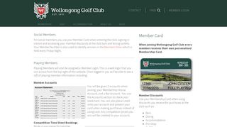 Member card - Wollongong Golf Club