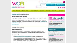 Women's College Hospital - myHealthRecord Portal