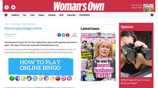 How To Play Bingo Online - A Guide From Woman's Own Bingo