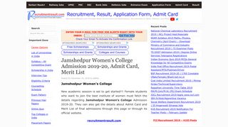 Jamshedpur Women's College Admission 2019-20, Admit Card, Merit ...