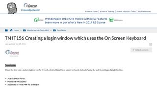 TN IT156 Creating a login window which uses the On Screen Keyboard