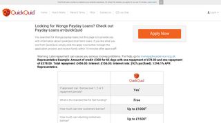 Wonga Loans – Apply at QuickQuid