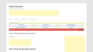 How To Reset Wonga Login Password - Reset Password