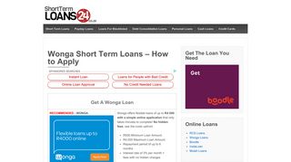 Wonga Short Term Loans - How to Apply