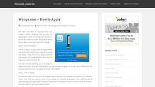 Wonga.com - How to Apply - Personal Loans SA