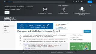 Woocommerce Login Redirect not working - WordPress Development ...