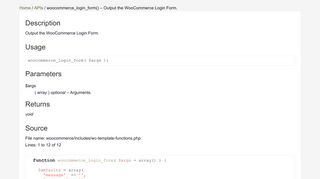 woocommerce_login_form() - Output the WooCommerce Login Form ...