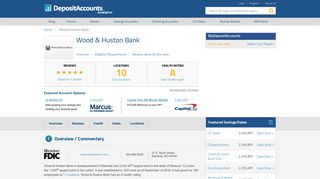 Wood & Huston Bank Reviews and Rates - Missouri - Deposit Accounts