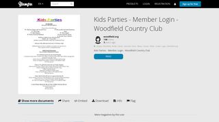 Kids Parties - Member Login - Woodfield Country Club - Yumpu
