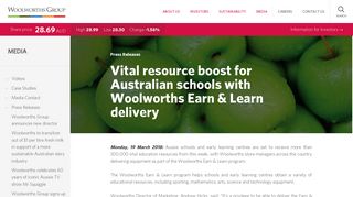 Vital resource boost for Australian schools with Woolworths Earn ...