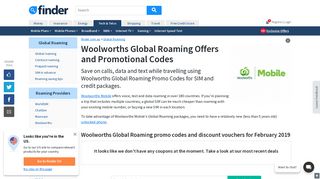Woolworths Global Roaming Promo Codes January 2019 | finder.com ...