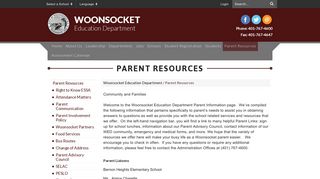 Parent Resources - Woonsocket Education Department