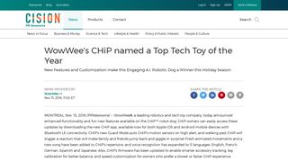 WowWee's CHiP named a Top Tech Toy of the Year - PR Newswire