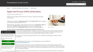 Apply now for your child's school place | Worcestershire County Council