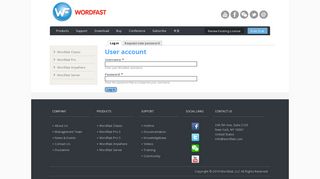 User account - Wordfast Pro