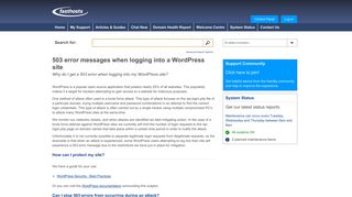 503 error messages when logging into a WordPress site