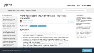 WordPress website shows 503 Service Temporarily Unavailable ...