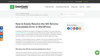 How to Easily Resolve the 503 Service Unavailable Error in WordPress