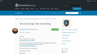 The secret Login URL not working | WordPress.org
