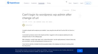 Can't login to wordpress wp-admin after change of url | DigitalOcean
