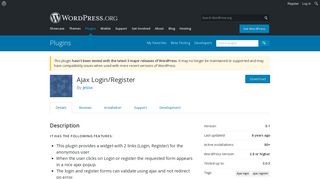 Ajax Login/Register | WordPress.org
