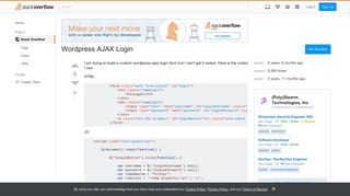 Wordpress AJAX Login - Stack Overflow