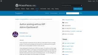 Author posting without WP Admin/Dashboard? | WordPress.org