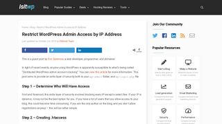 Restrict WordPress Admin Access by IP Address - IsItWP