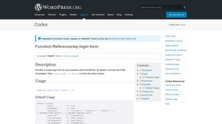 Function Reference/wp login form « WordPress Codex