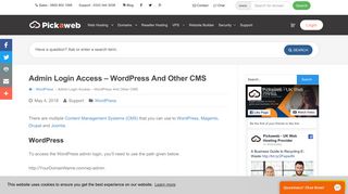 Admin Login for WordPress and popular CMSs - Pickaweb