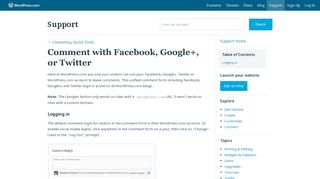 Comment with Facebook, Google+, or Twitter - WordPress Support