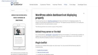 WordPress admin dashboard not displaying properly - Press ...
