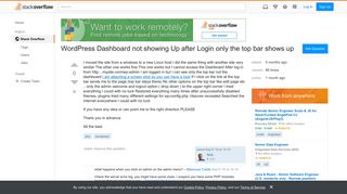 WordPress Dashboard not showing Up after Login only the top bar ...