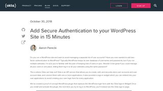 Add Secure Authentication to your WordPress Site in ... - Okta Developer