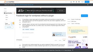 Facebook login for wordpress without a plugin - Stack Overflow