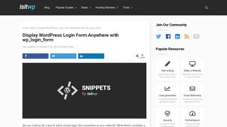 Display WordPress Login Form Anywhere with wp_login_form - IsItWP
