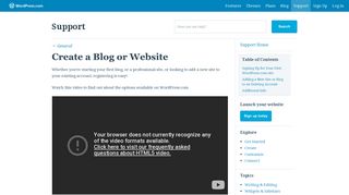 Create a Blog or Website — Support — WordPress.com