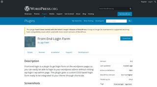 Front End Login Form | WordPress.org
